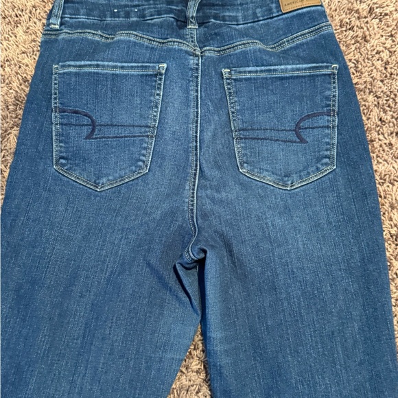 American Eagle Outfitters Dark Blue Distressed Skinny Jeans - Picture 7 of 8